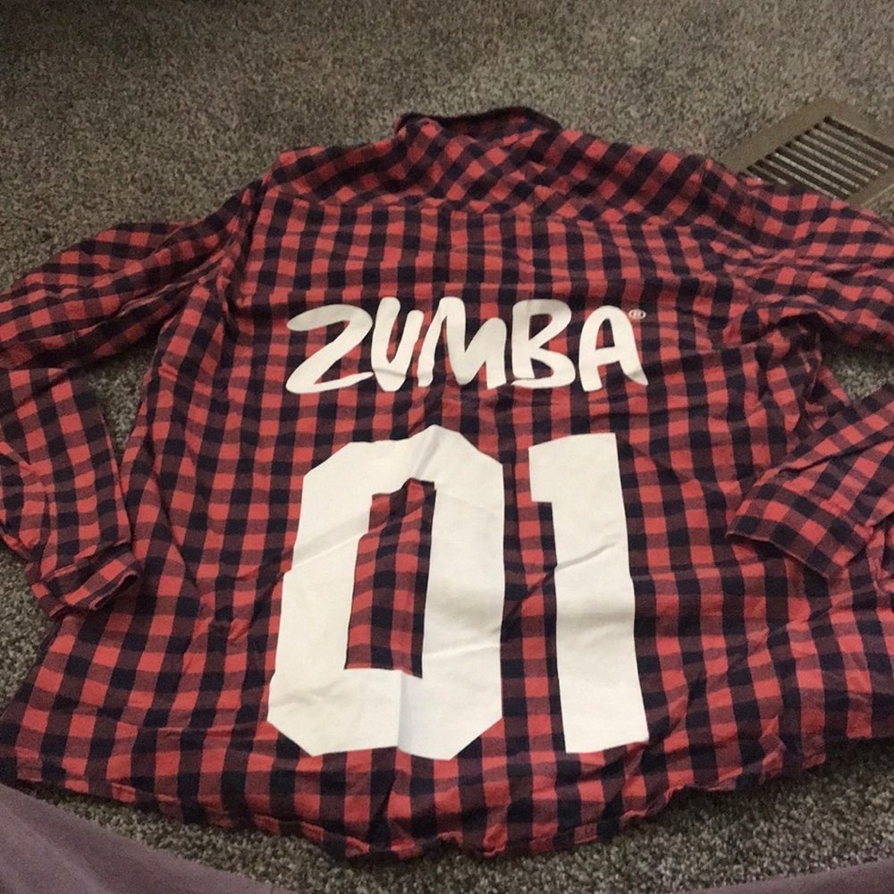 Zumba Flannel shirt in women’s size small.
